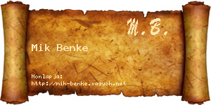 Mik Benke névjegykártya